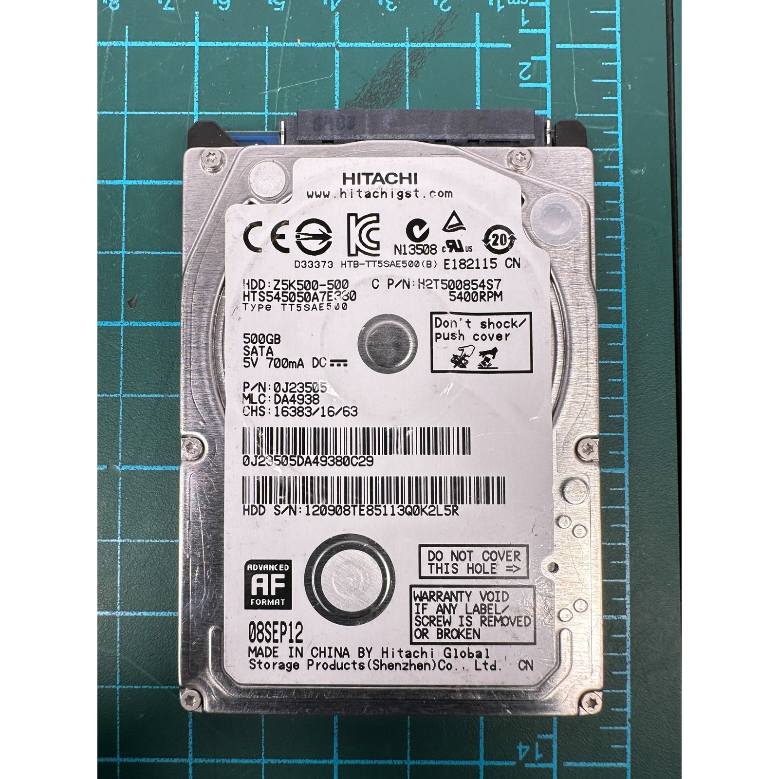 Hitachi 500GB Z5K500-500 2.5" SATA Hard Drive HTS545050A7E380 5400RPM TESTED