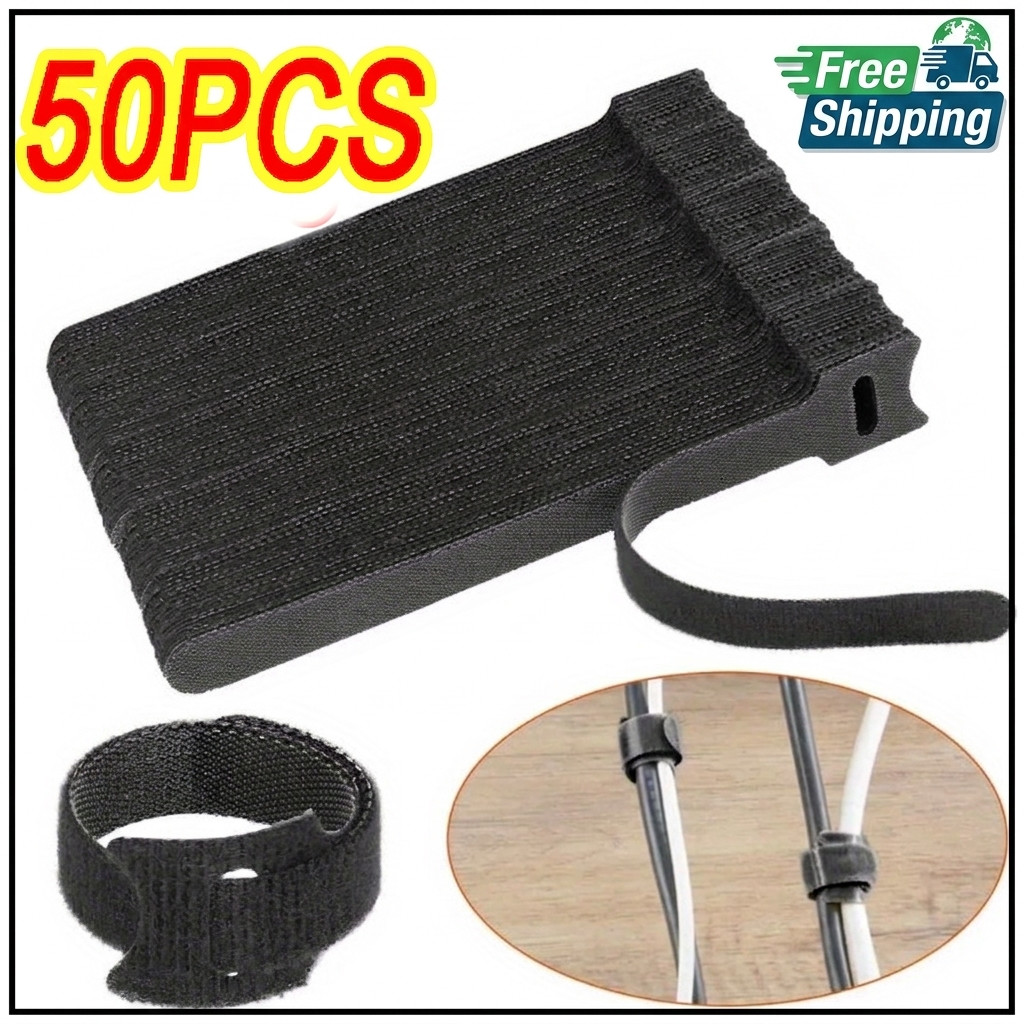 50pcs Reusable Cable Ties Hook and Loop Wire Cord Organizer Straps Management