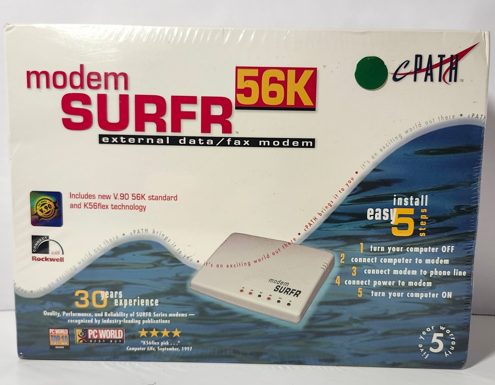 Vintage CPath Modem SURFR 56K External Data Fax Modem NEW Sealed 733670470000