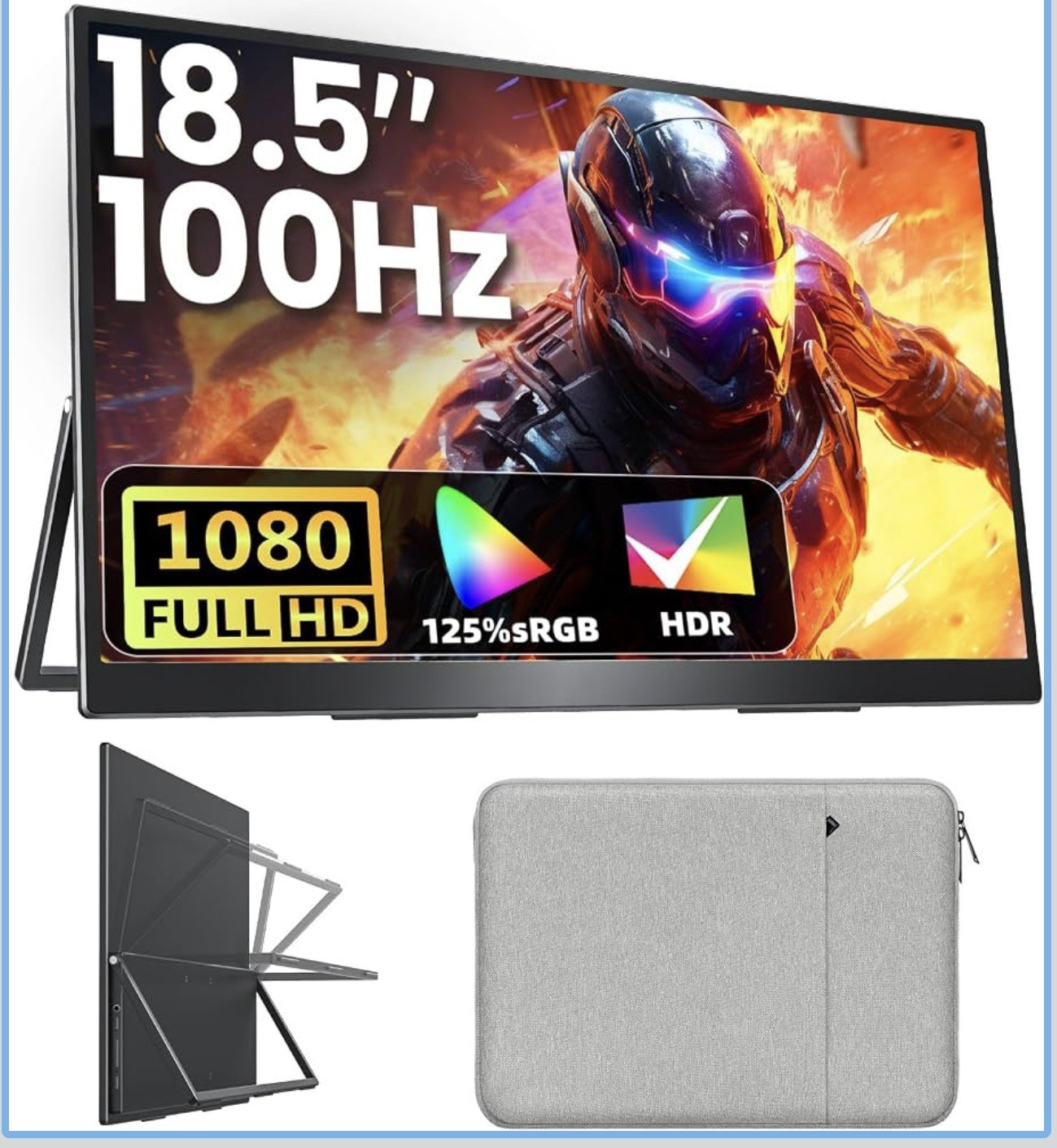 Portable Monitor 18.5 inch Portable Gaming Screen 120Hz IPS Display with VESA