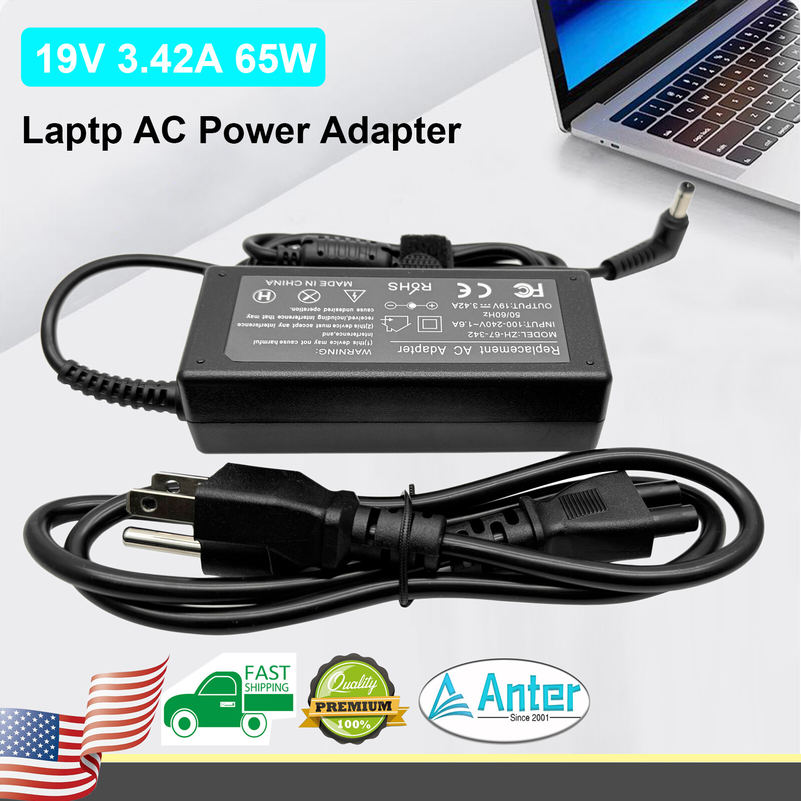 AC Adapter Charger For Toshiba Satellite C655D-S5509 C655D-S5518 C655D-S5531