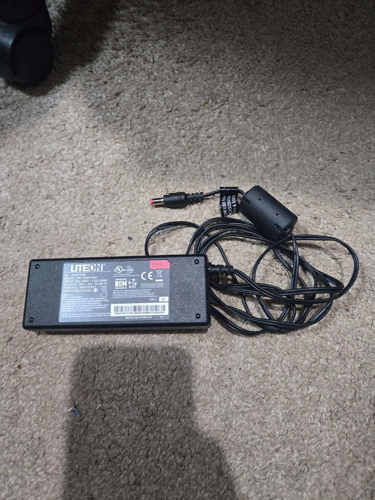 Liteon AC Adapber Model PB-1360-05R1 with Output 12V 3A