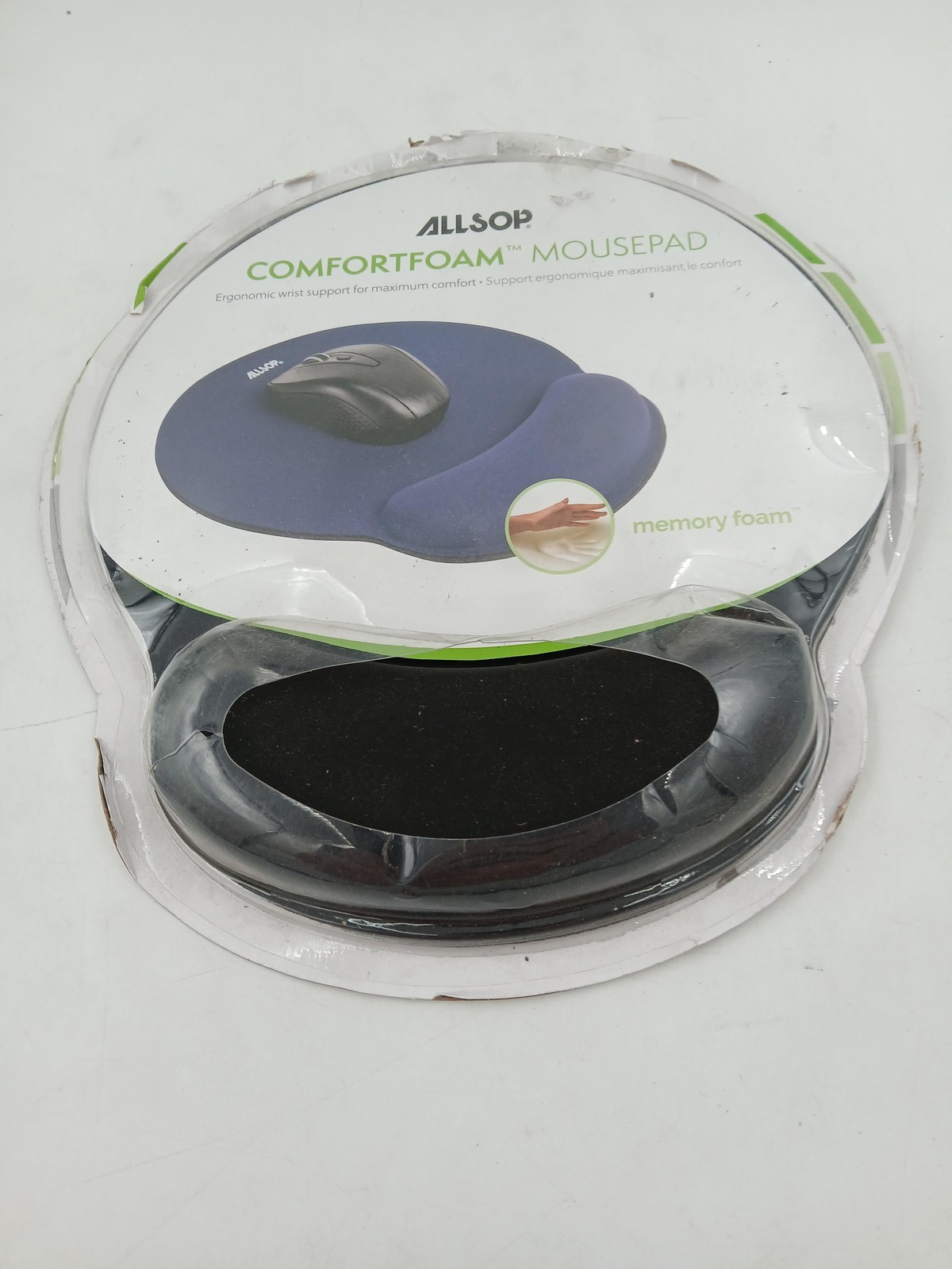 Allsop ComfortFoam Mouse Pad Wrist Rest Black Memory Foam Non-Slip Ergonomic