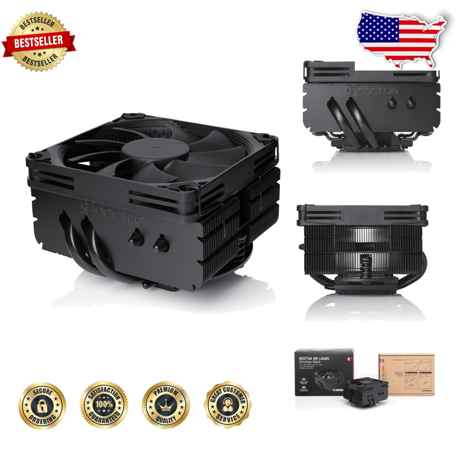 High-Performance NH-L9x65 chromax.Black CPU Cooler, 65mm, SecuFirm2, NT-H1 Paste