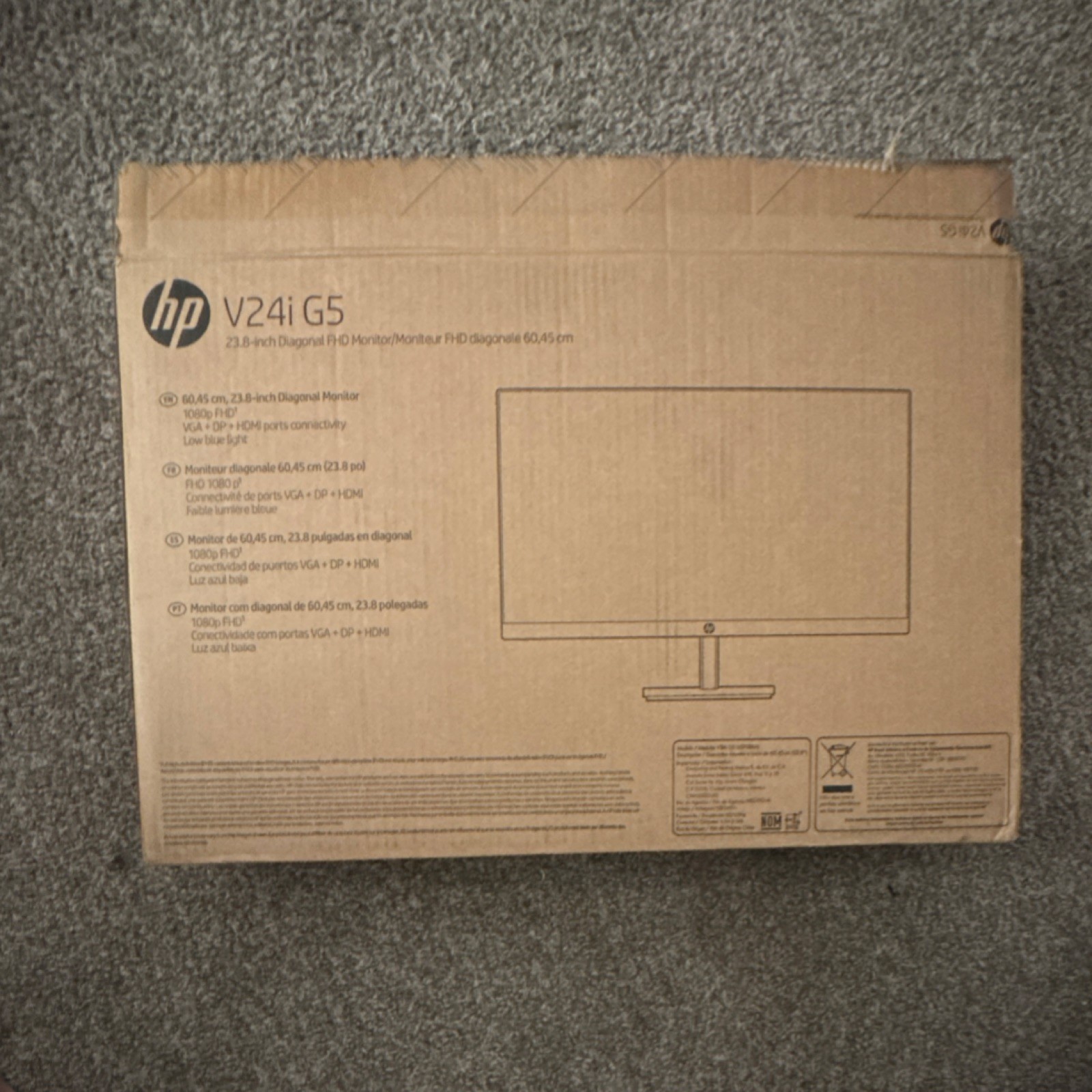 HP V24i G5 23.8" Monitor FHD 1920x1080 VGA HDMI DisplayPort 16:9