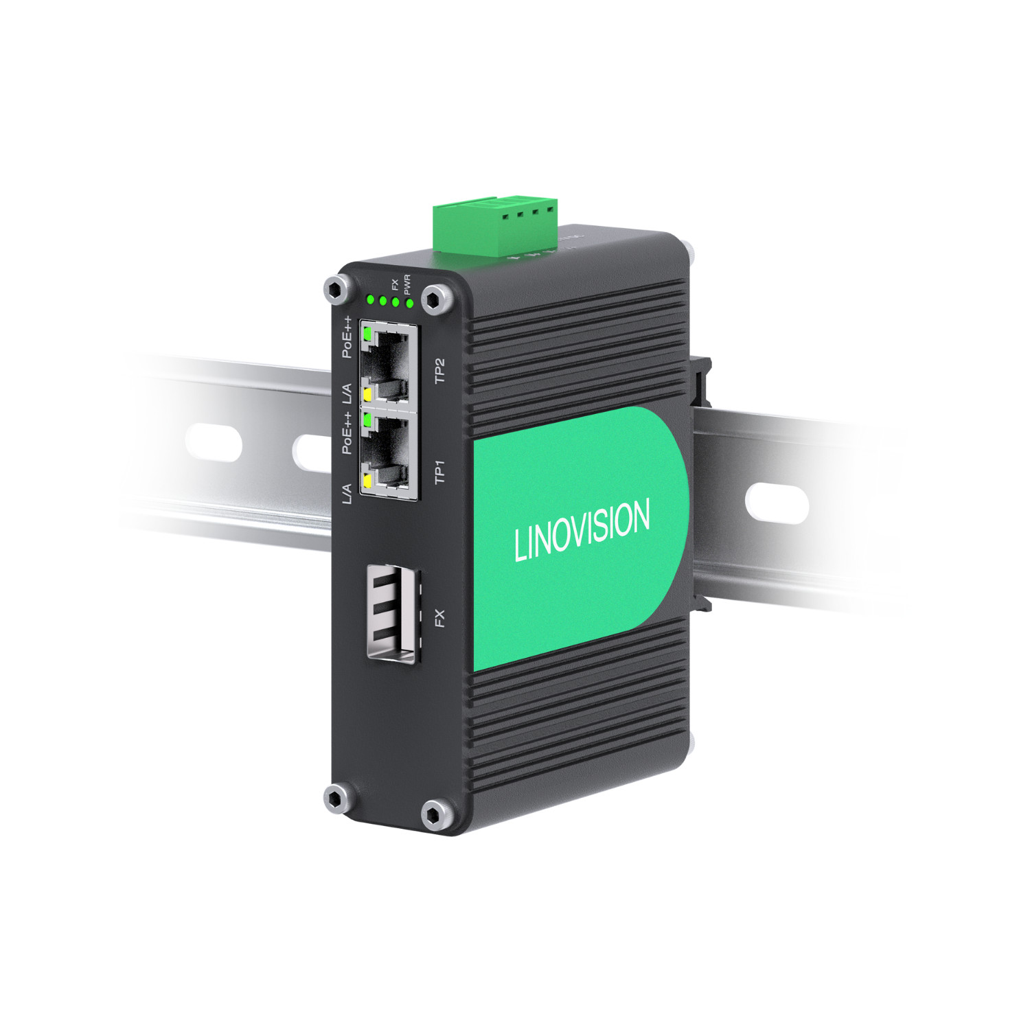 Industrial 2 ports Gigabit BT90W PoE++ Switch with Fiber SFP Uplink