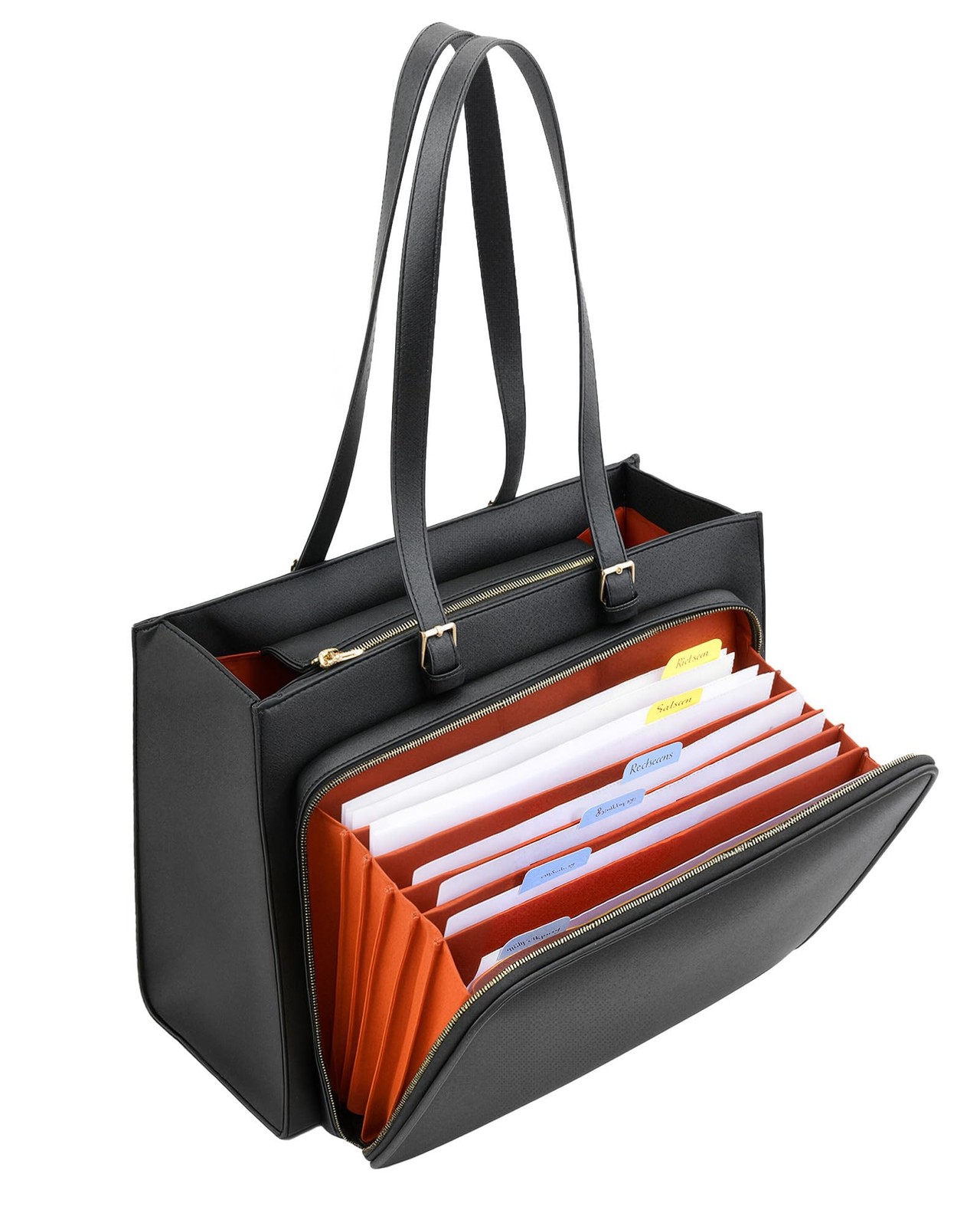 Teacher Tote Bag with Accordion File Pocket Large Teacher Work Tote Bag for W...