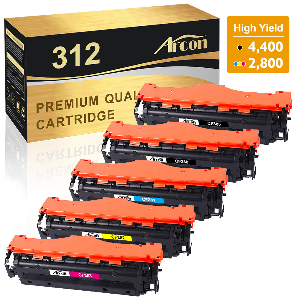 5x Laserjet Pro MFP M476dn M476nw Toner Cartridge 312A Compatible With HP CF380A