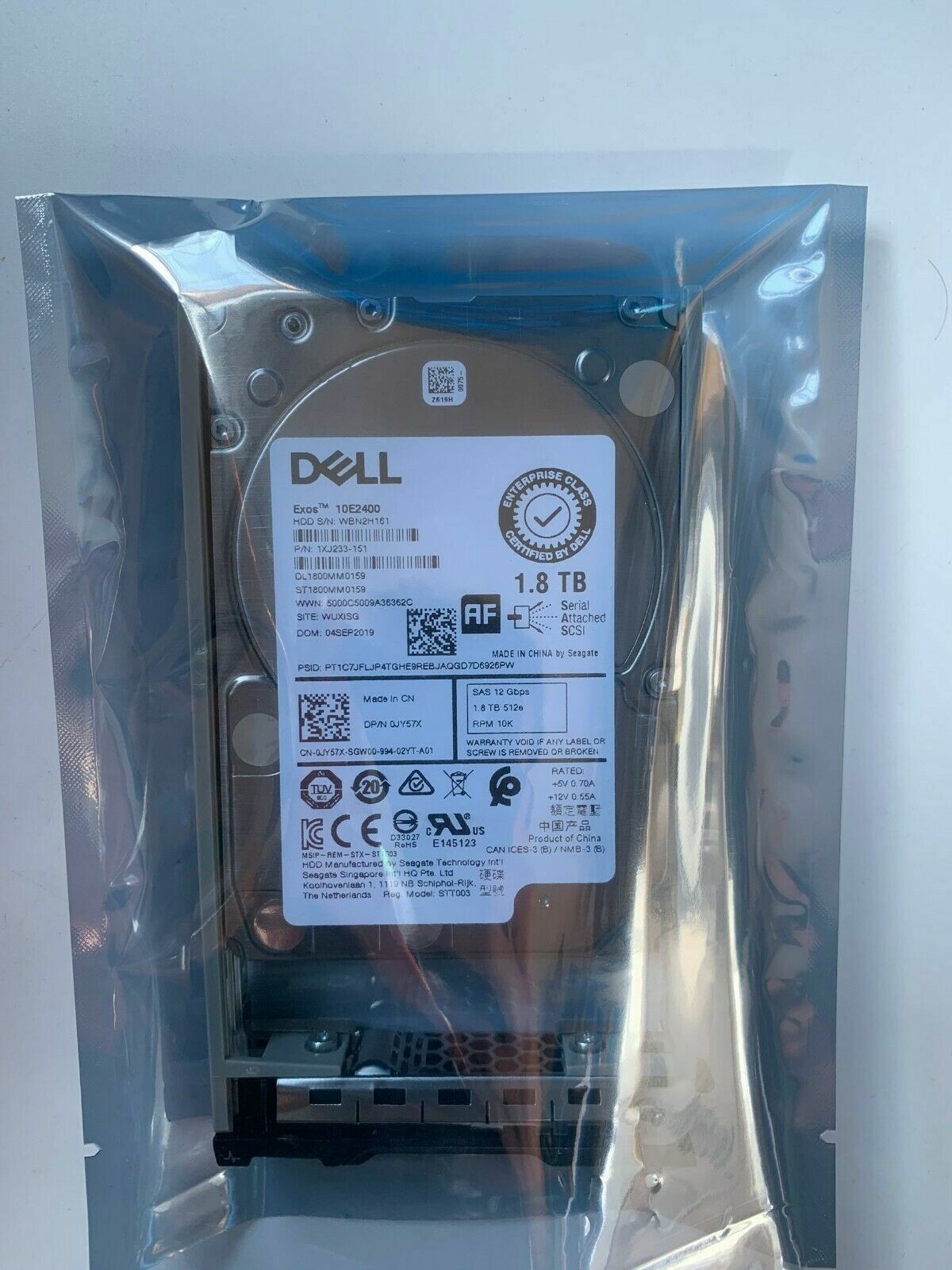 FIT FOR Dell JY57X 1.8TB 10K 2.5''12Gbps SAS HDD ST1800MM0159 0JY57X W TRAY