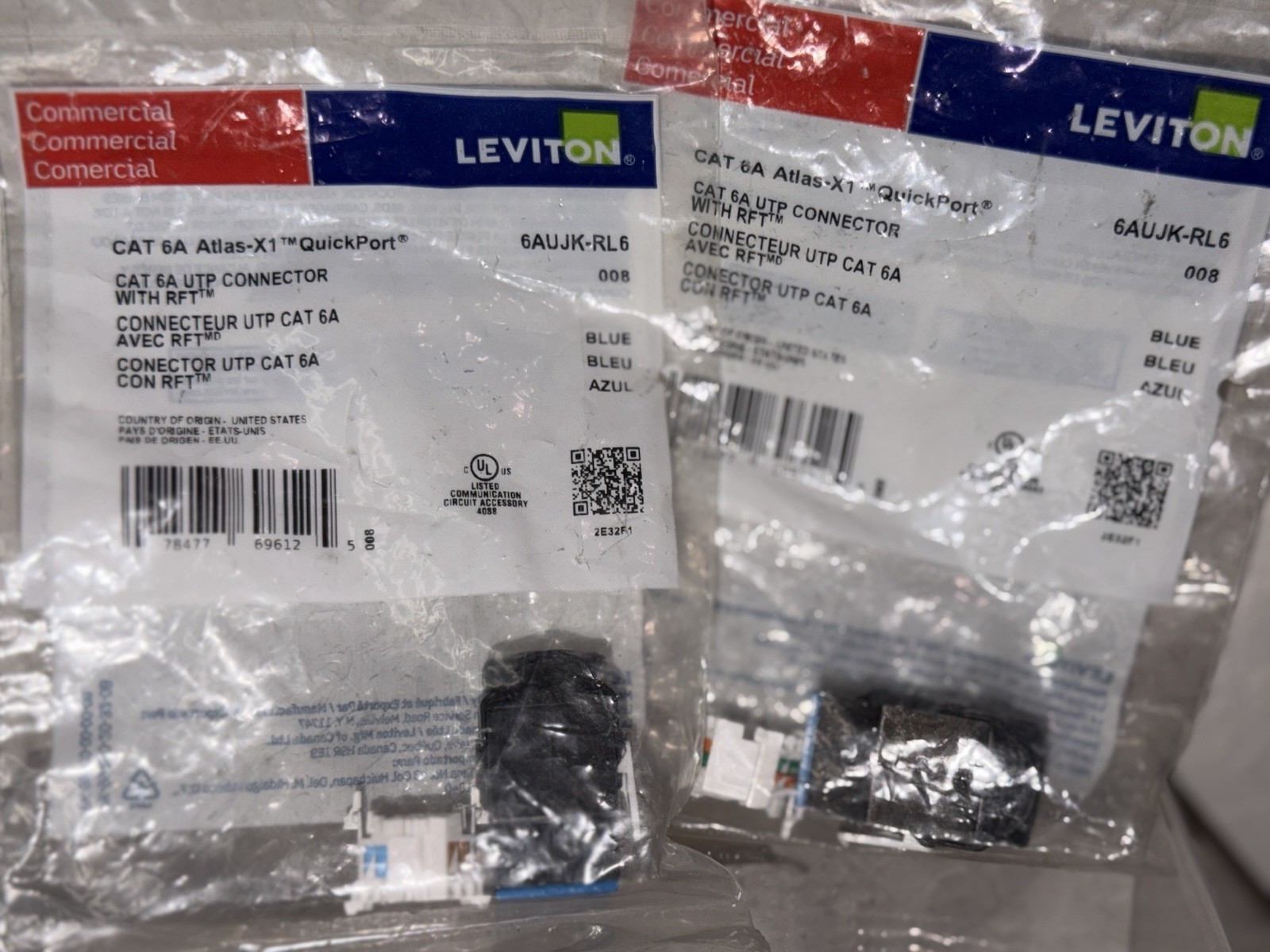 Leviton 6AUJK-RL6 Atlas-X1 Cat 6A UTP Quickport Jack Blue