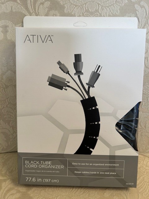 Ativa Cable Management Black Tube Cord Organizer 77.6 inches