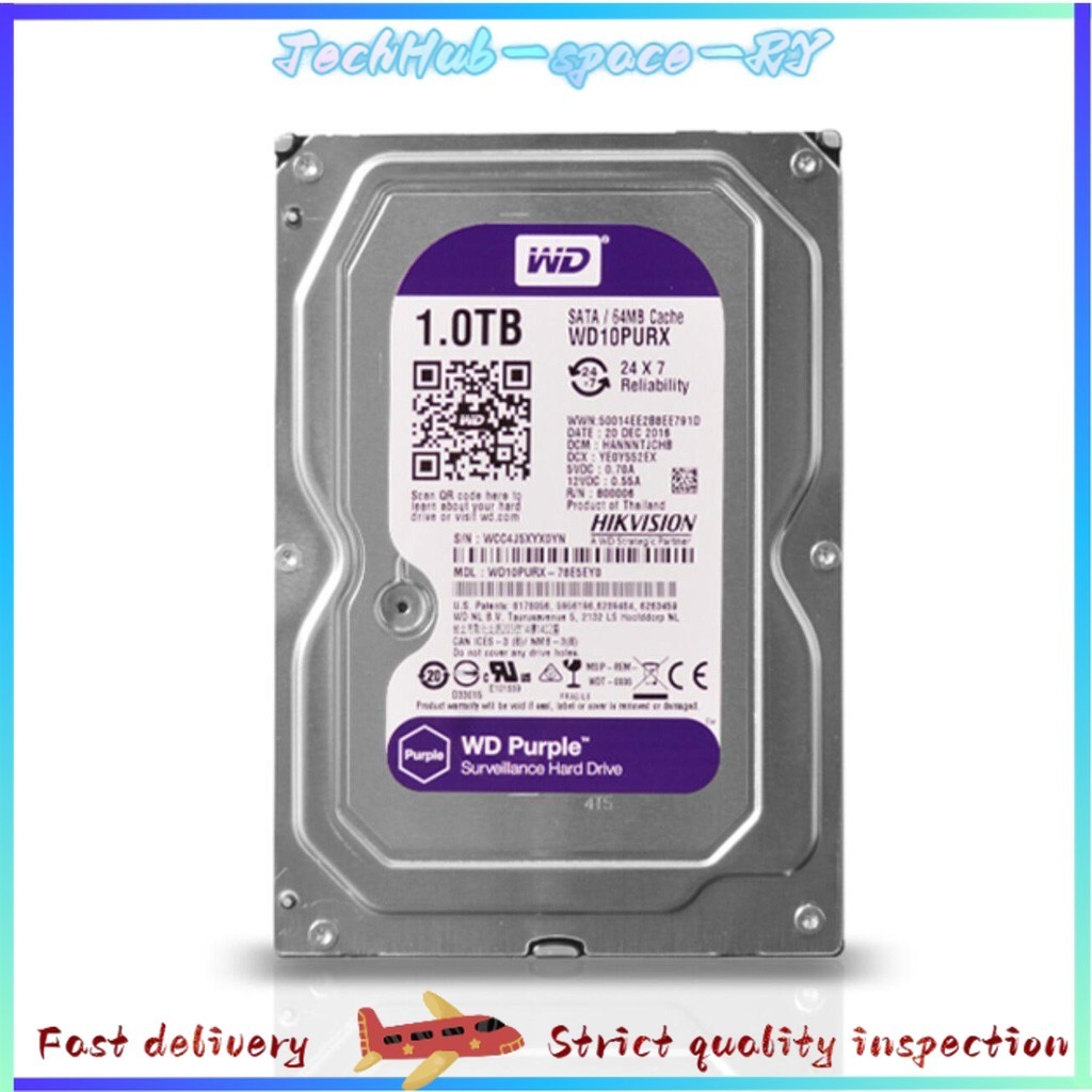 WD10PURX Western Digital Purple 1TB 3.5" Hard Drive Surveillance Security DVR