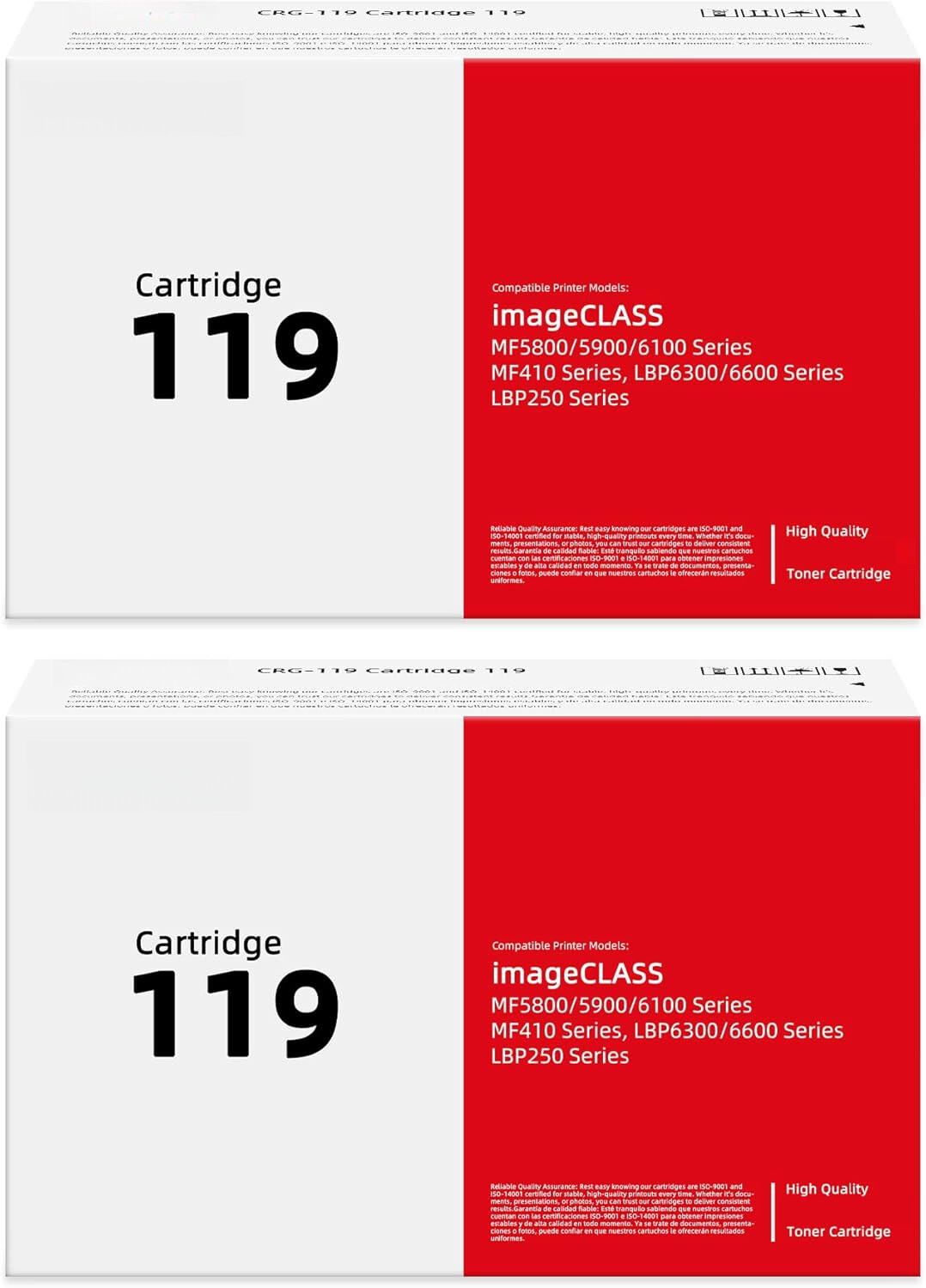 2PK Black CRG119 Toner Cartridge fit for Canon 119 ImageClass LBP6650dn MF5960dn