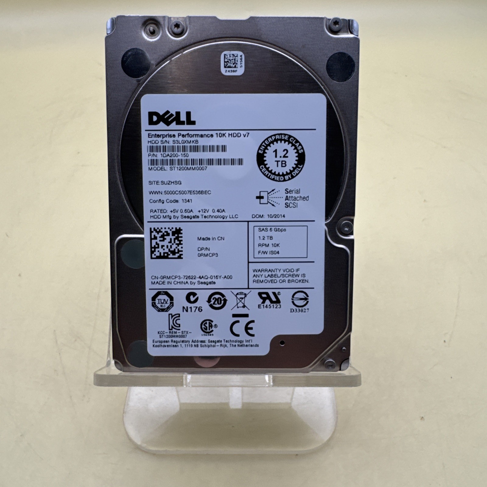 Dell ST1200MM0007 1.2TB 2.5" 6Gb/s 10K RPM SAS Hard Drive Dell P/N: 0RMCP3