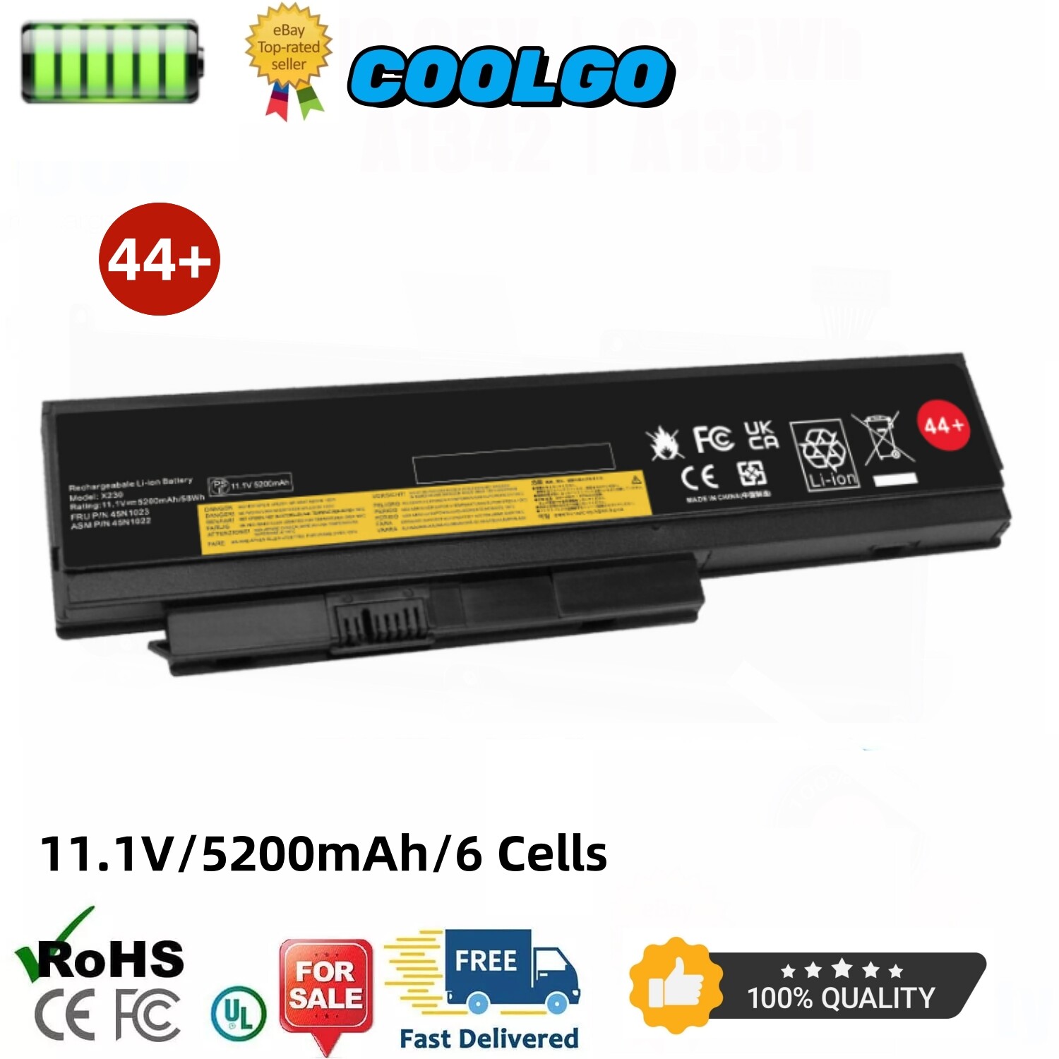 44+ 6 Cell 58Wh For Lenovo X230 X220 Battery ThinkPad X230i X220i 45N1027 45N10