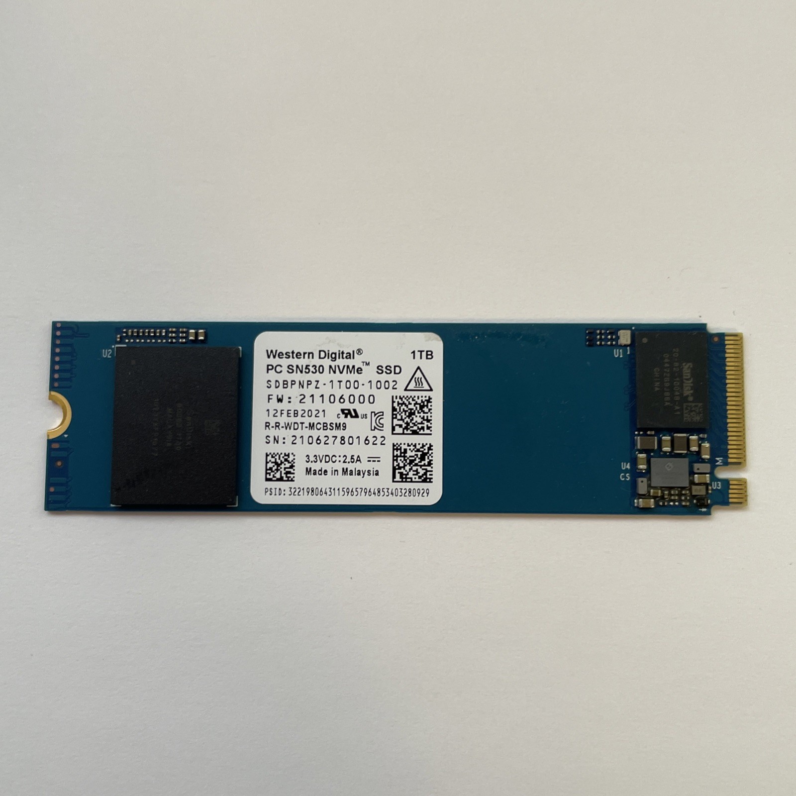 WD PC SN530 1TB M.2 PCIe 3.0 SSD (SDBPNPZ-1T00-1002) - *See Crystal Disk info*