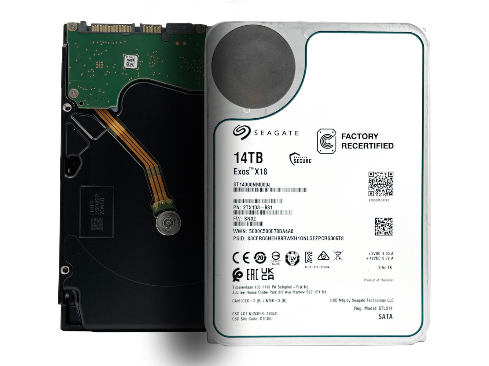 Seagate Exos X18 14TB ST14000NM000J 256MB SATA 6Gb/s 3.5"  Enterprise Hard Drive