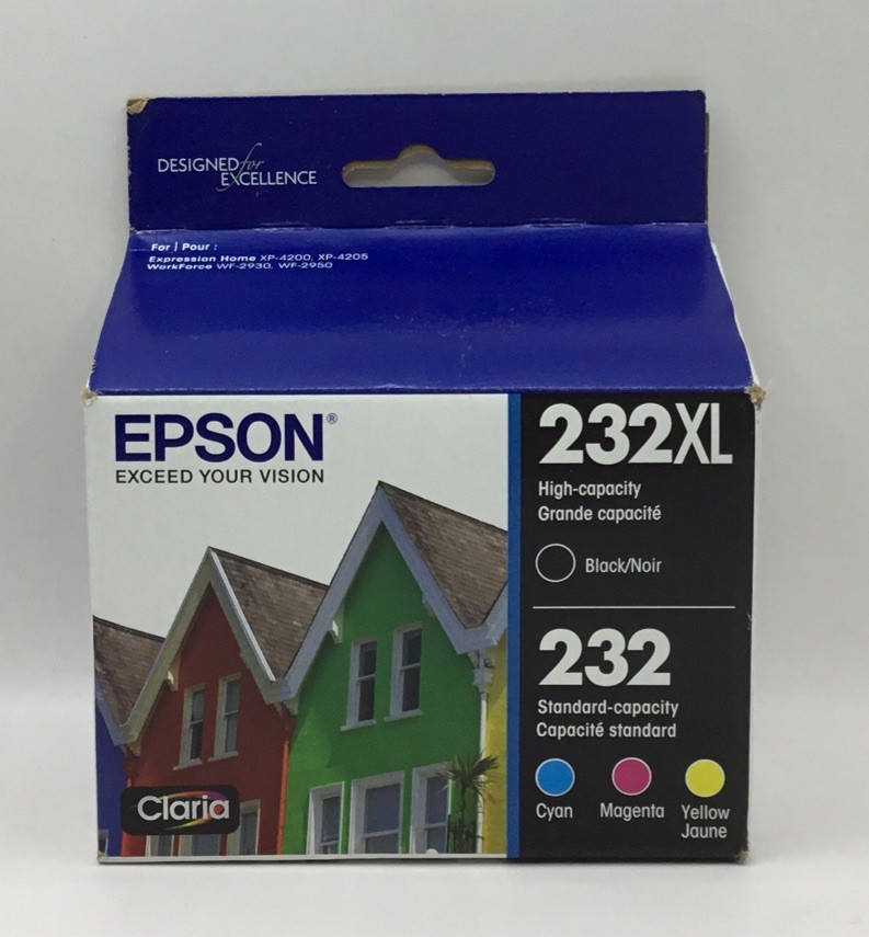 Epson 232XL 232 Ink Cartridge Combo Pack BK C M Y Exp 8/26