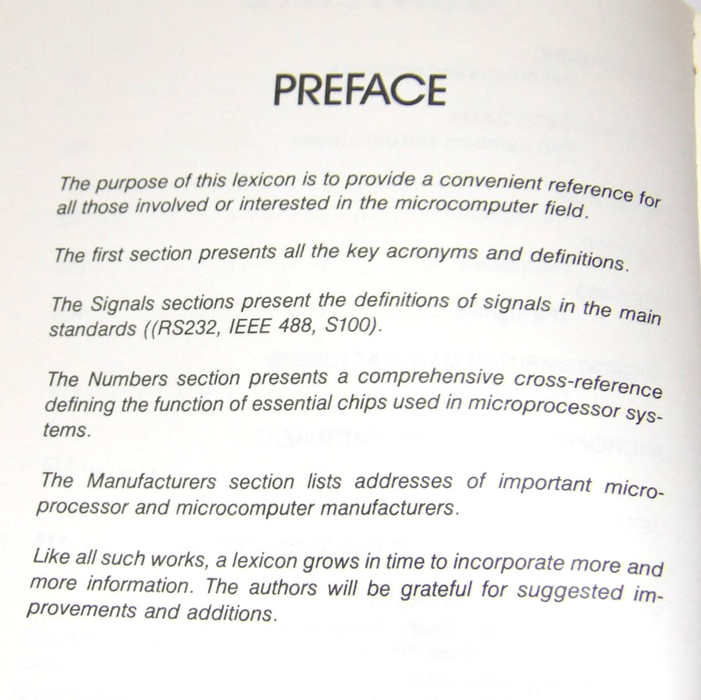 VINTAGE 1978 SYBEX MICROPROCESSOR LEXICON/ACRONYMS & DEFINITIONS MANUFACTURERS
