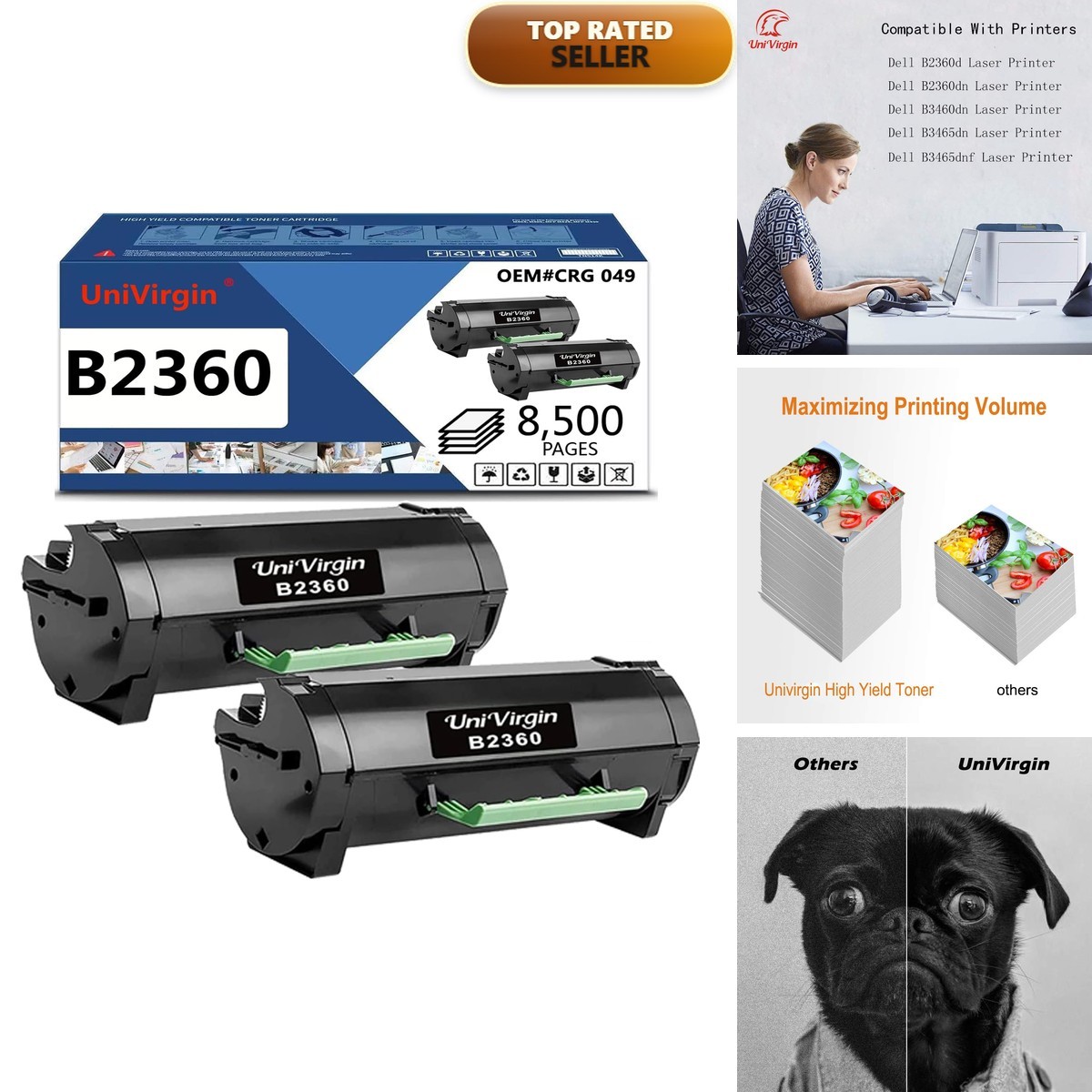 UniVirgin 2 Pack Compatible B2360 High Yield 8500 Pages Toner Cartridge M11XH