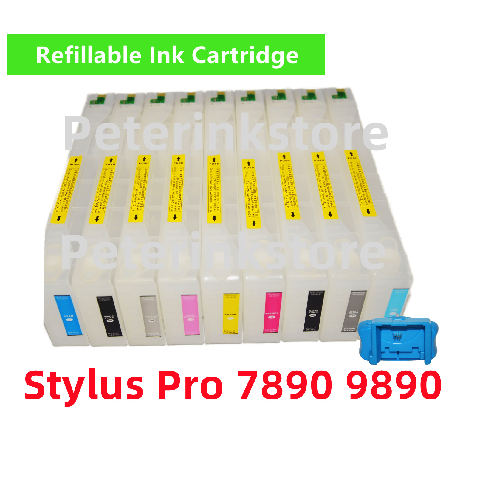 9 Empty Refillable Ink Cartridge kit T636 636 for Stylus Pro 9890 7890 Printer