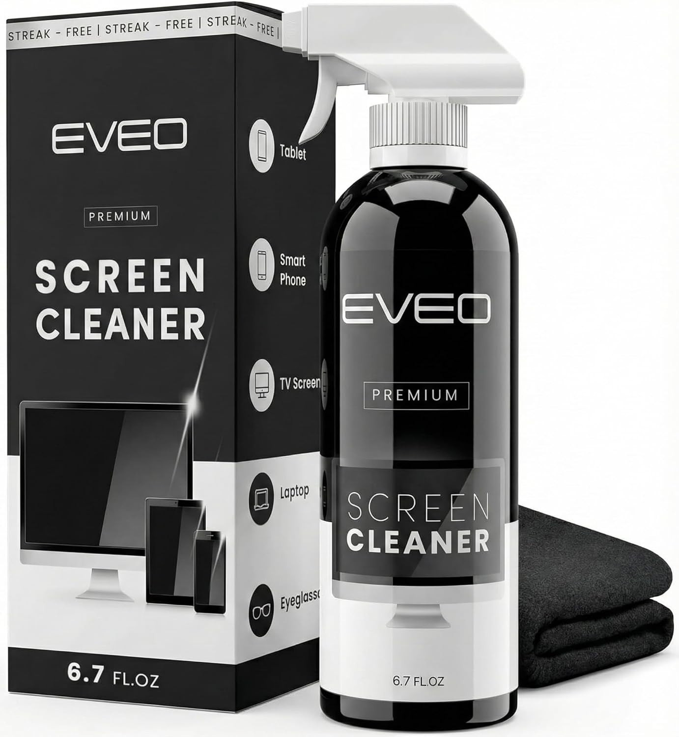 EVEO Screen Cleaner Spray - Large Screen Cleaner Bottle - TV Screen Cleaner
