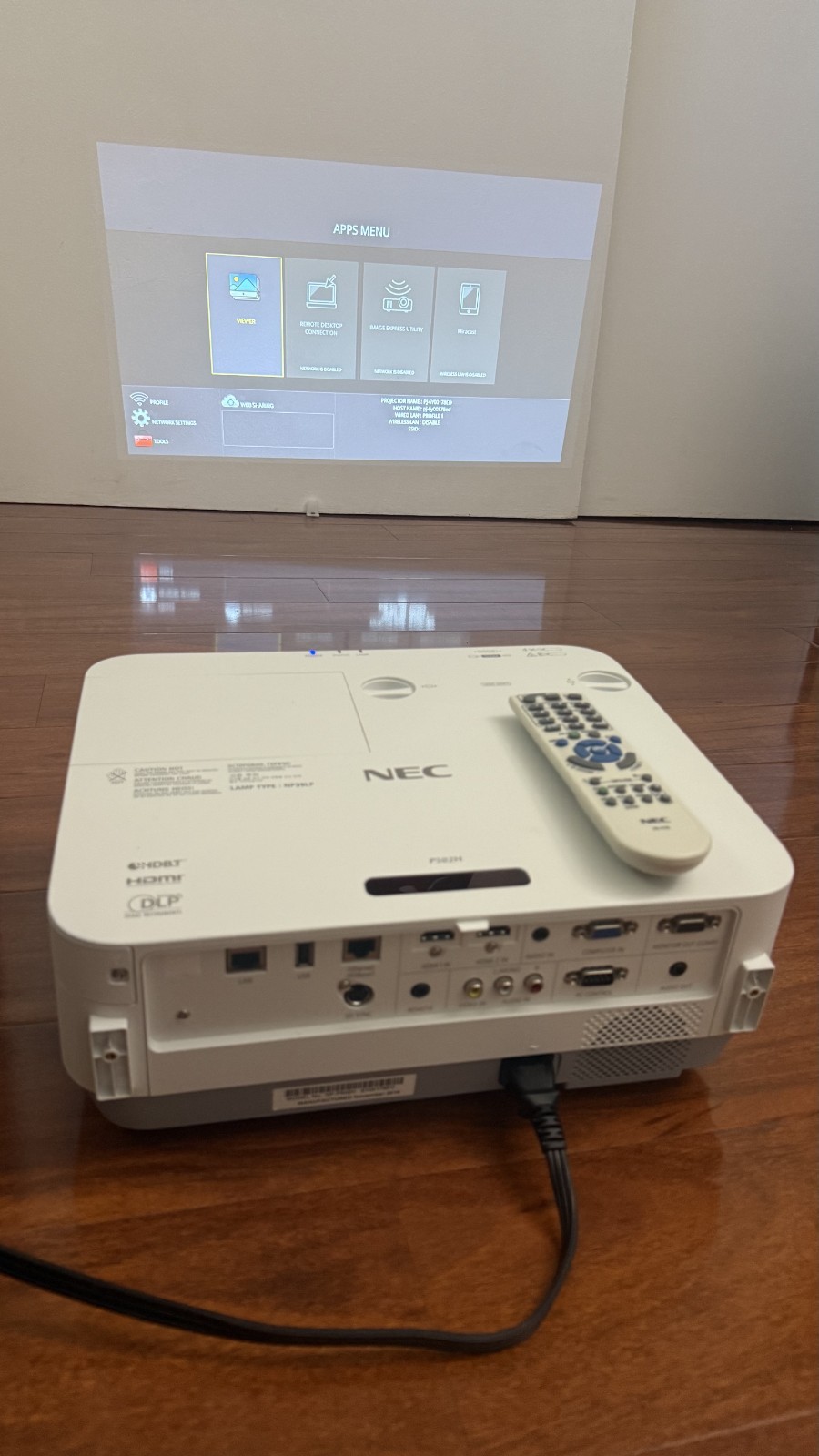 NEC NP-P502H 5,000 Lumens 1920x1080 Large Venue Projector 74% Lamp life remain
