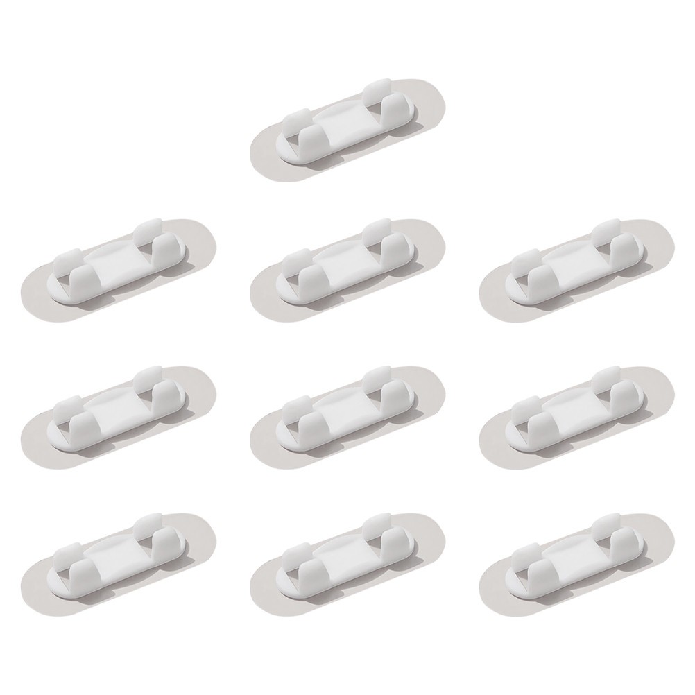 10Pcs Durable Plastic Cable Organizer Clips White Adhesive Wire Holder Home Use