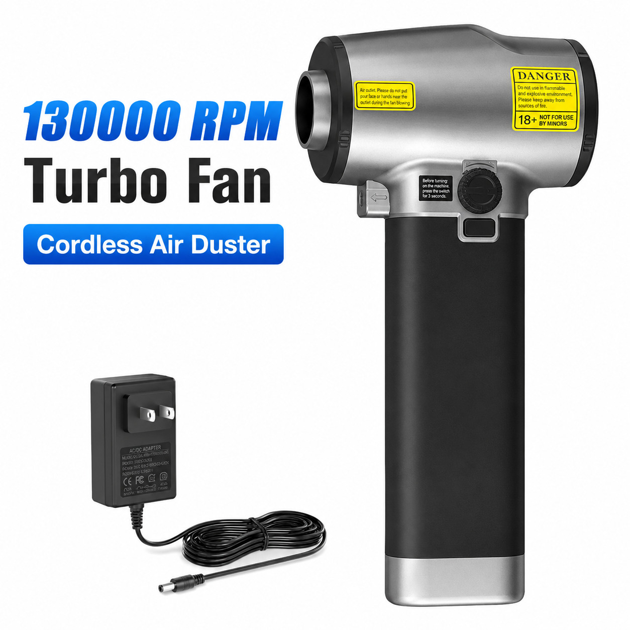 130000RPM Turbo Fan Cordless Air Duster Electric Blower PC Keyboard Car Cleaning