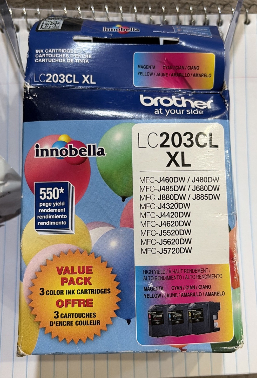 Brother LC203CL XL 2 Pack Color Ink Cartridges Magenta Cyan Yellow Used READ F1