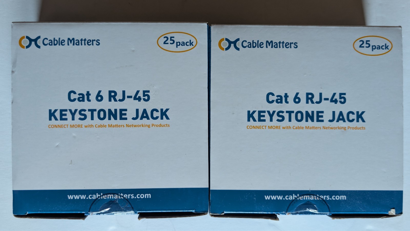 Lot of 2 Cable Matters [UL Listed] 25-Pack 10Gbps Cat6 Keystone Jacks Black RJ45