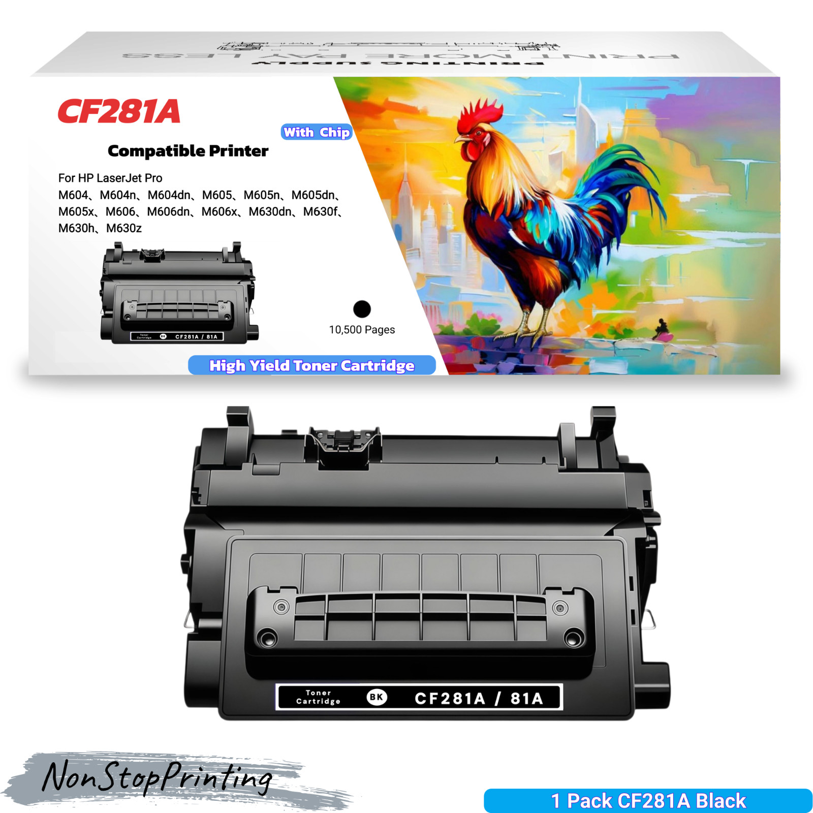 New 1PK CF281A 81A High Yield Toner Cartridge for HP M604 M605 M606 M630 Black