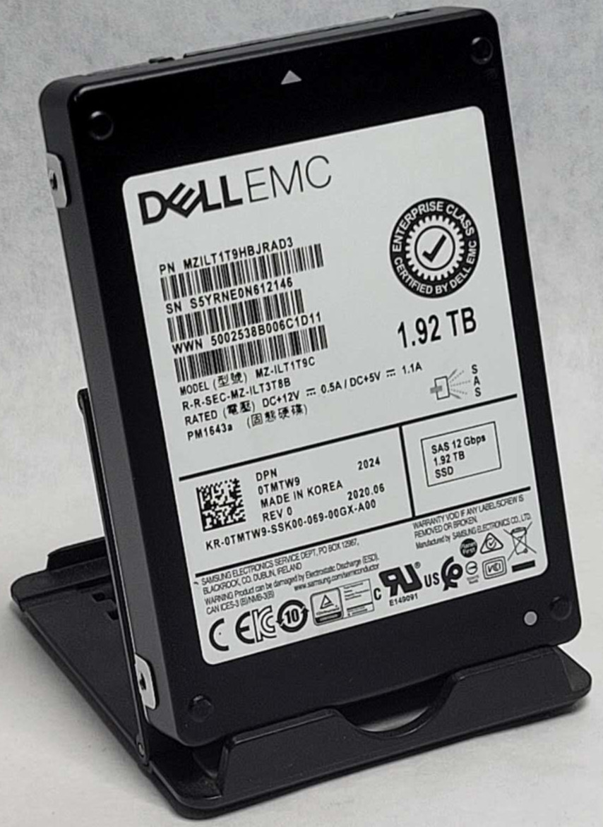 DELL Samsung PM1643a 1.92TB SAS SSD Solid State Drive MZ-ILT1T9C 100% Health