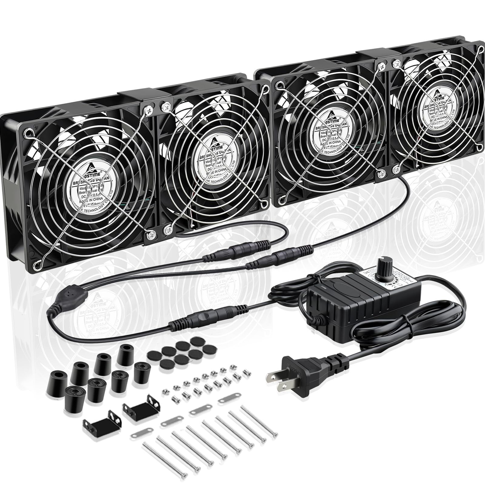 GDSTIME 4x120mm Powerful Computer Fans with AC Powered 100V-240V Variable Spe...