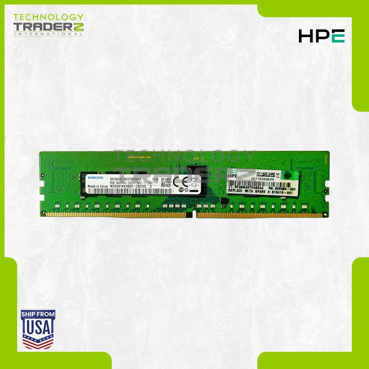 805347-B21 HP 8GB DDR4-2400MHz ECC 1Rx8 Smart Memory 809080-091 M393A1K43BB0-CRC