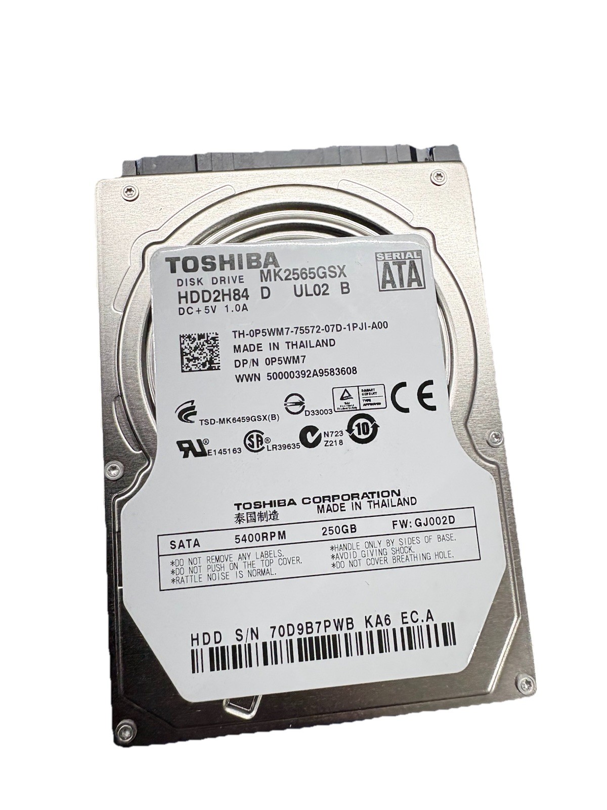 Toshiba MK2565GSX HDD2H84 250GB 2.5" SATA Laptop Hard Drive