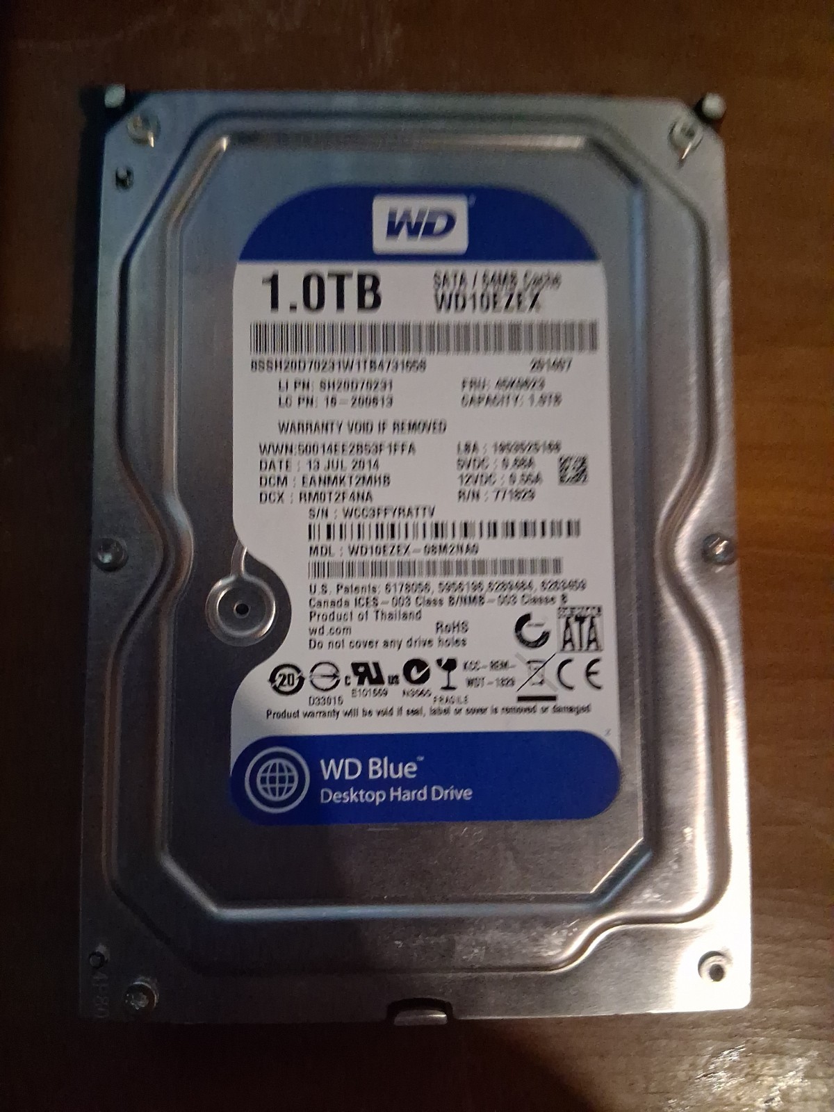 WD10EZEX-08M2NA0, DCM: DBNNHT2CHB, JAN 2015, Western Digital 1Tb 3.5" Sata HDD