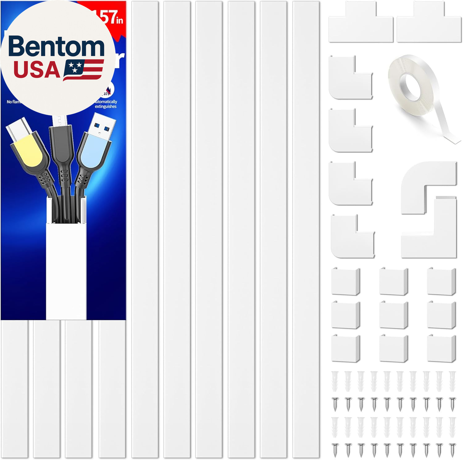 Cord Hider, 157In Wire Covers for Cords on Wall, Premium Cable Hider Cord Covers
