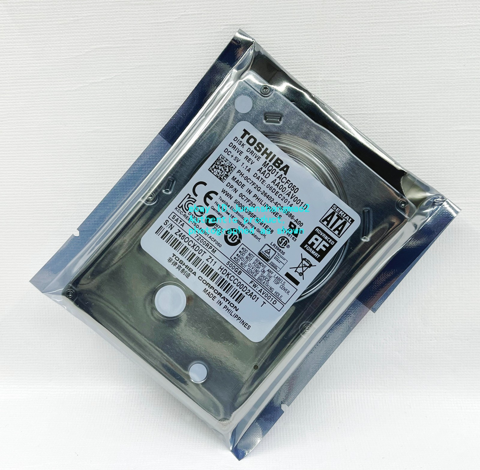 Toshiba 500GB 7MM thick 7200RPM 16M 2.5" MQ01ACF050 Laptop Internal Hard Drive