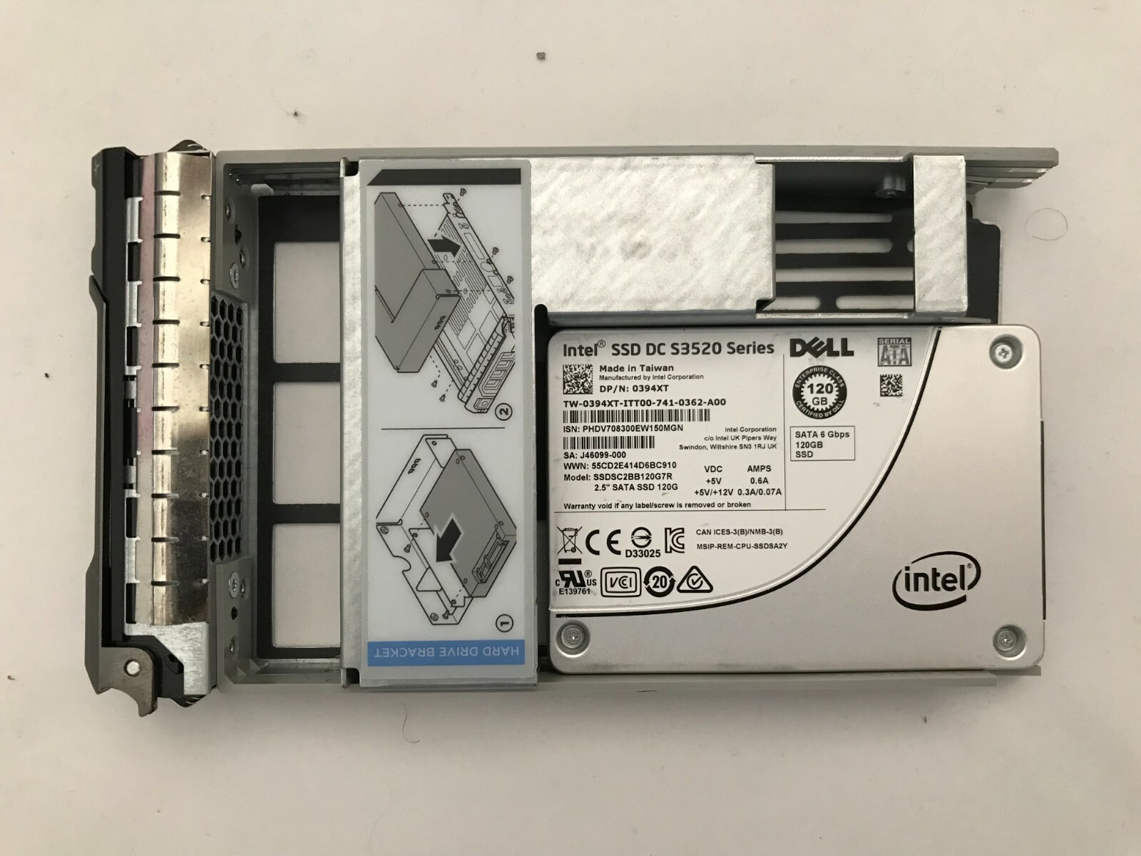 394XT DELL INTEL S3520 SSDSC2BB120G7R 120GB 2.5" SATA3 6.0GBS MLC SSD  T420 R720