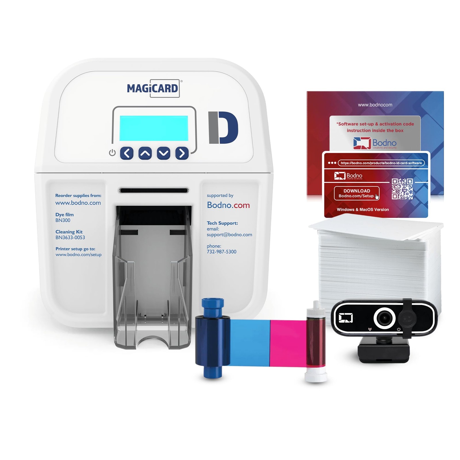 Bodno Magicard D Dual Sided ID Card Printer & Complete Supplies Package ID Soft-