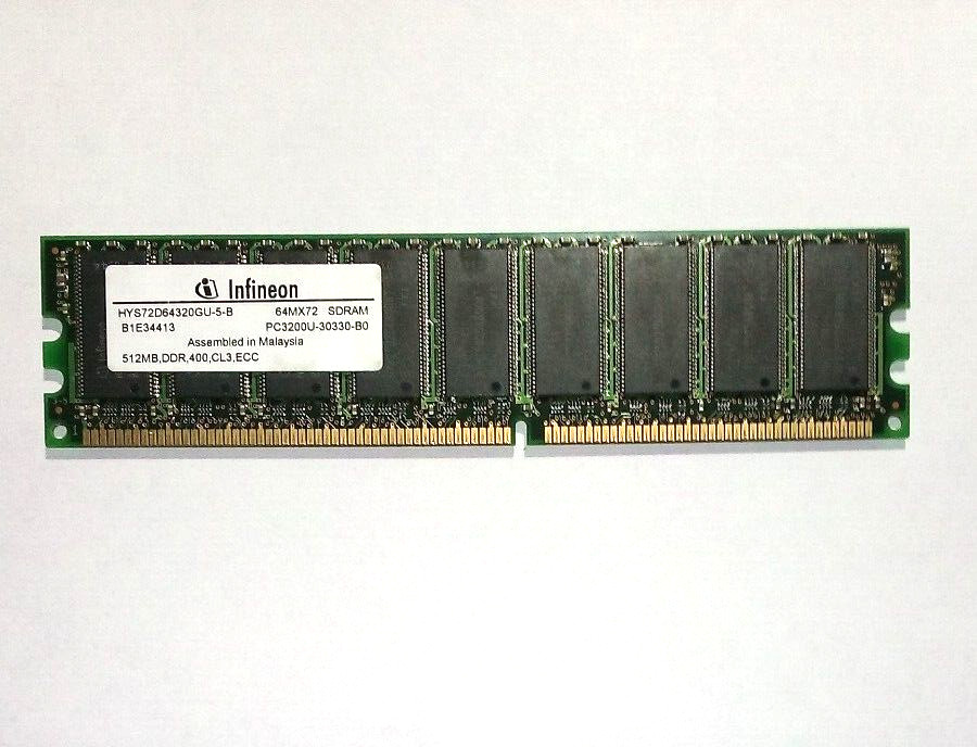 Working Infineon 512MB DIMM DDR, 400 PC3200  ECC HYS72D64320GU-5-B