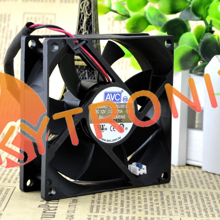 2pcs AVC DS08025B12U 8CM 8025 12V 0.70A 2 wire dual ball bearing cooling fan