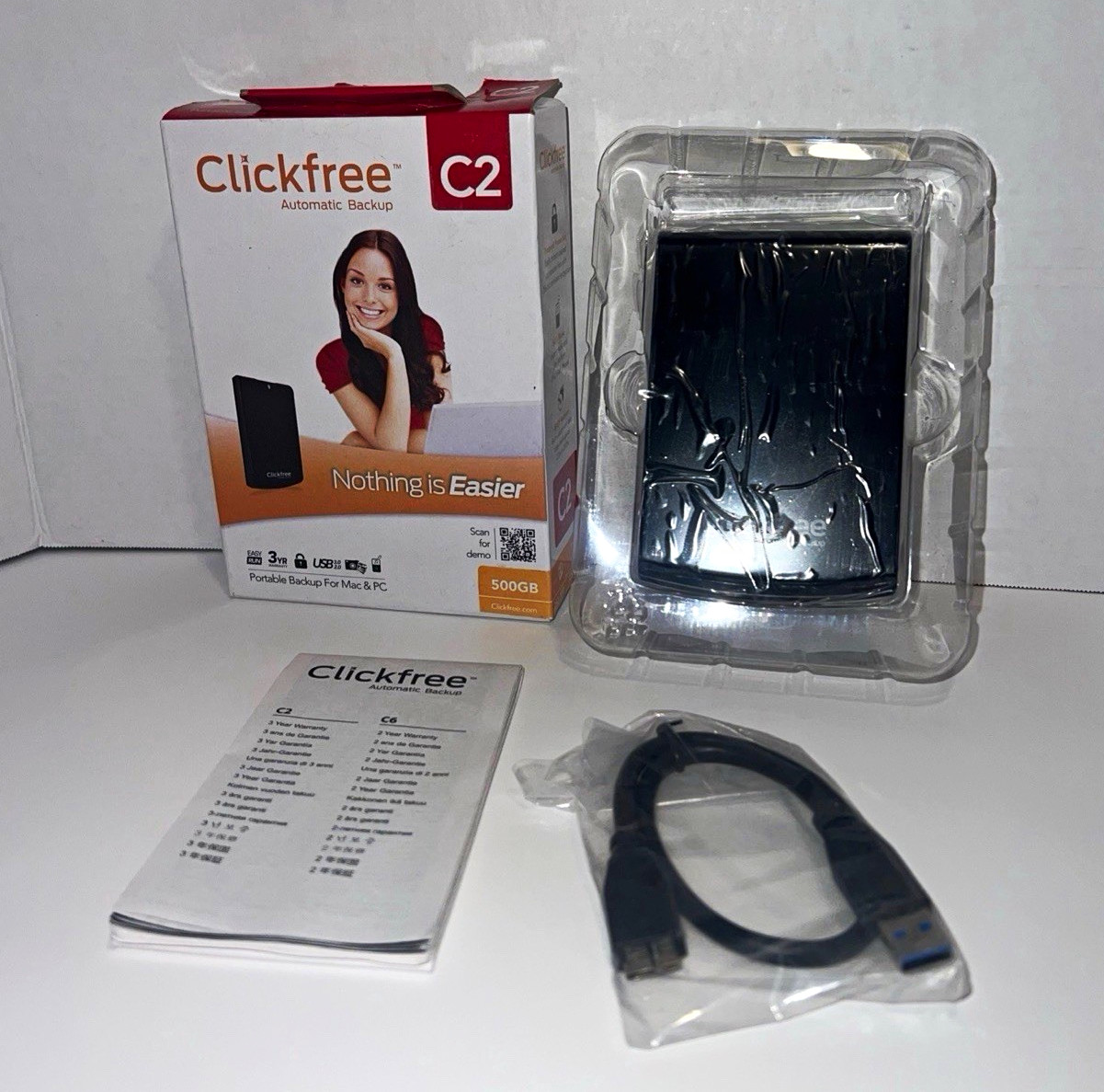 Clickfree Automatic Backup C2 500GB Portable Backup for Mac & PC 2011 New Open