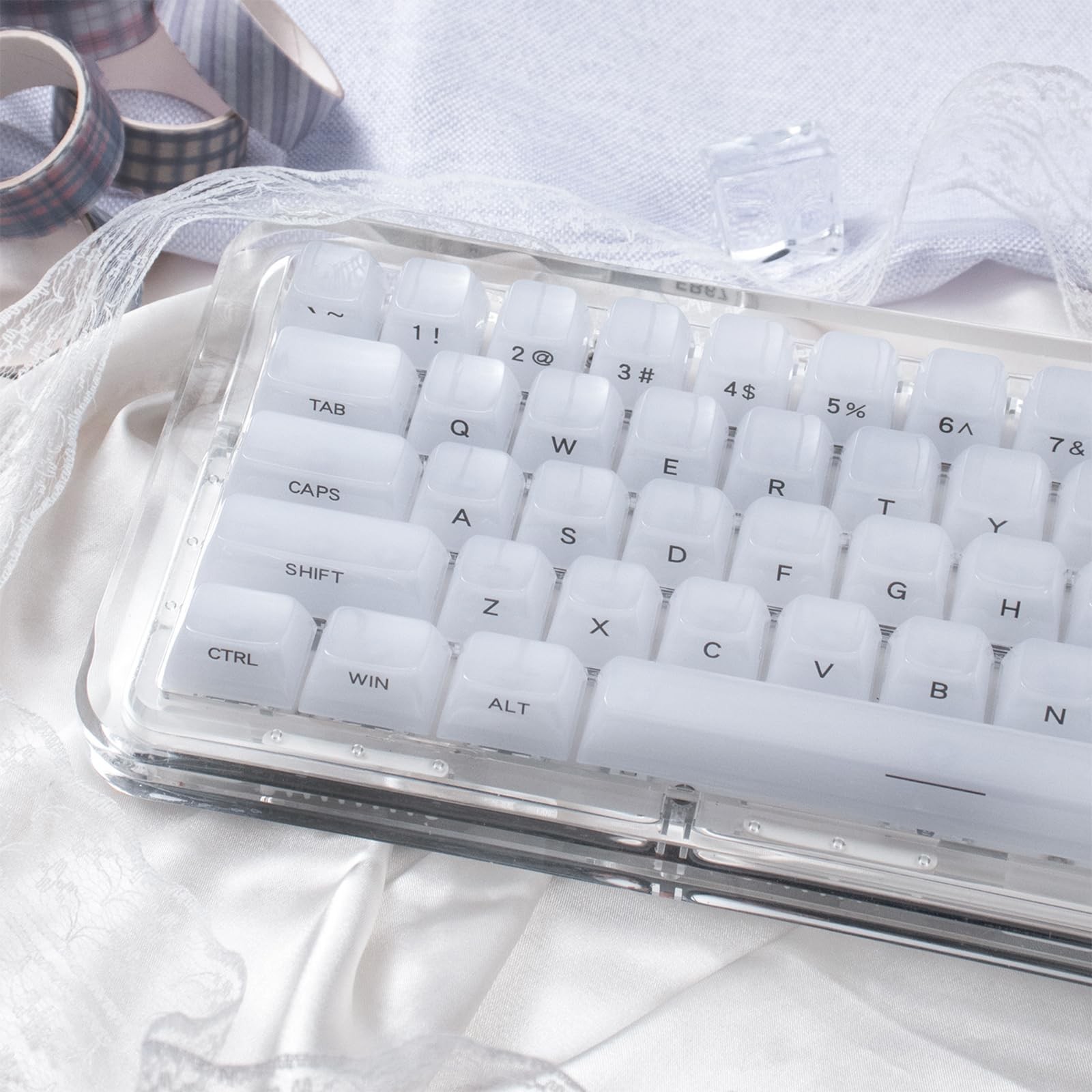 119 Keys White Jade MDA Profile PBT Keycaps Set for Mechanical Keyboard