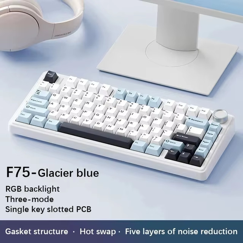 F75 2.4G Wireless/Bluetooth/Wired Gaming Mechanical Keyboard RGB Customized 75% 