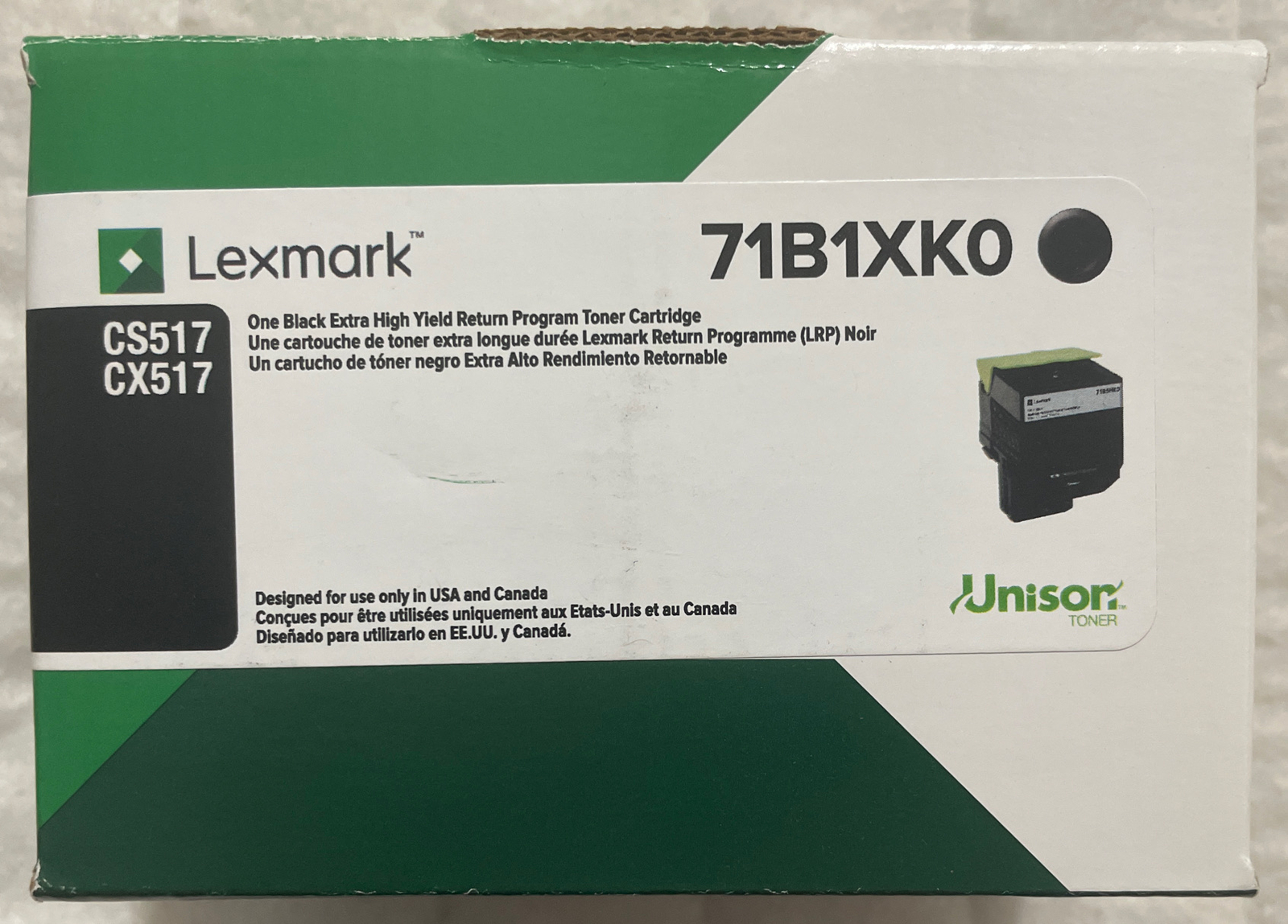 Lexmark 71B1XK0 Black Extra High-Yield Toner 8000 Page Yield Sealed Retail Box