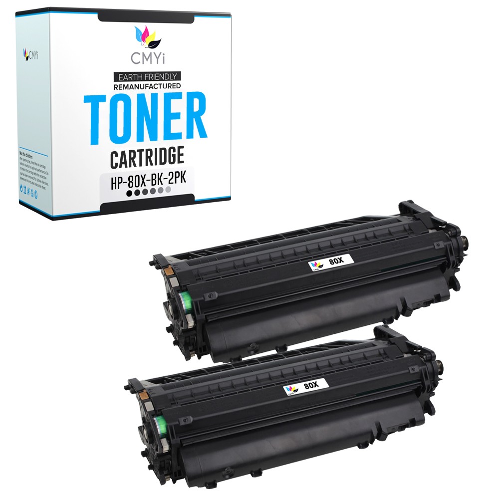 CMYi 2PK Replacement 80X Black Printer Toner Cartridge for HP LaserJet Pro M401d