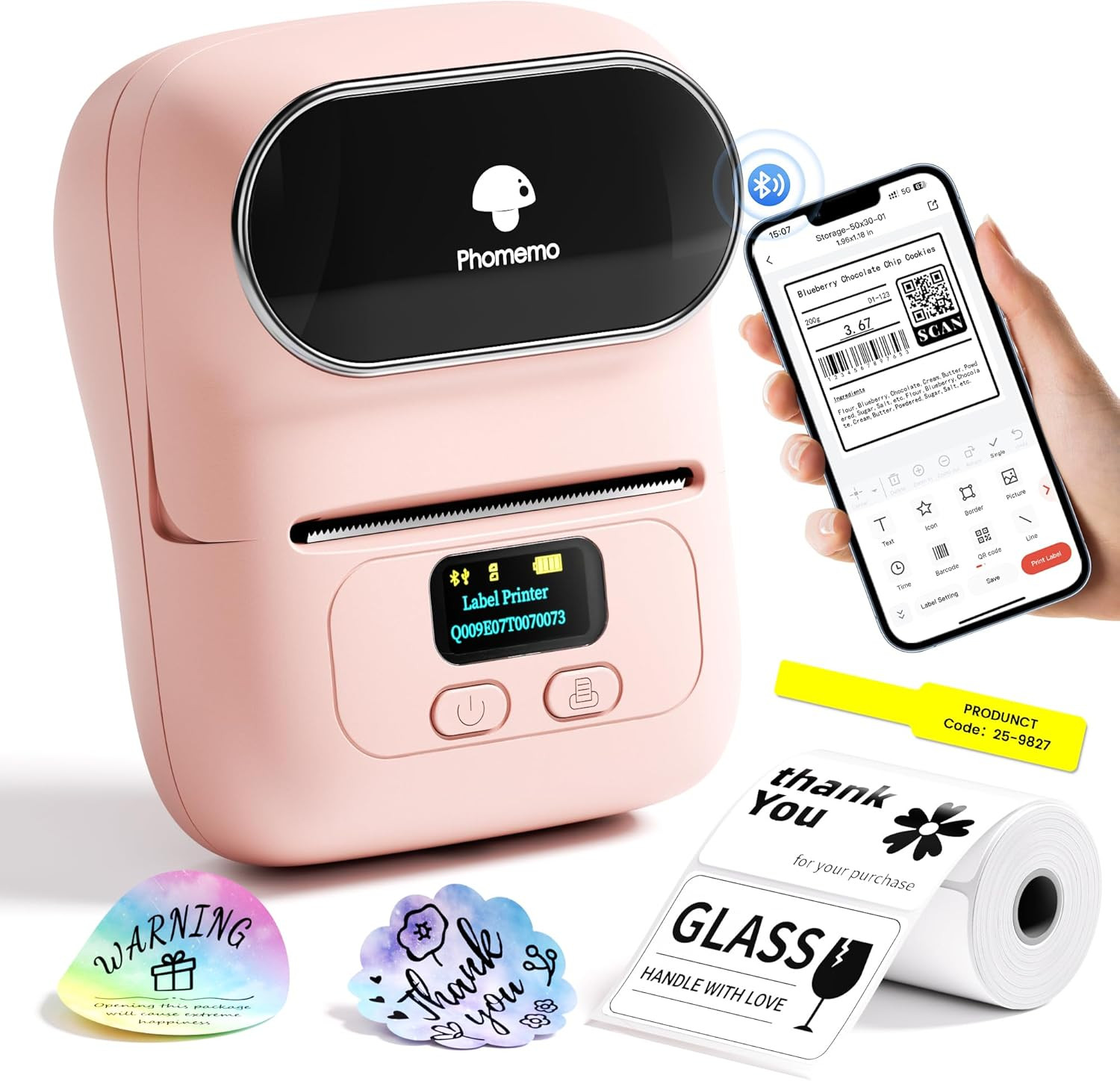 Label Printer - M110 Thermal Label Printer Barcode Label Maker Mini Bluetooth St