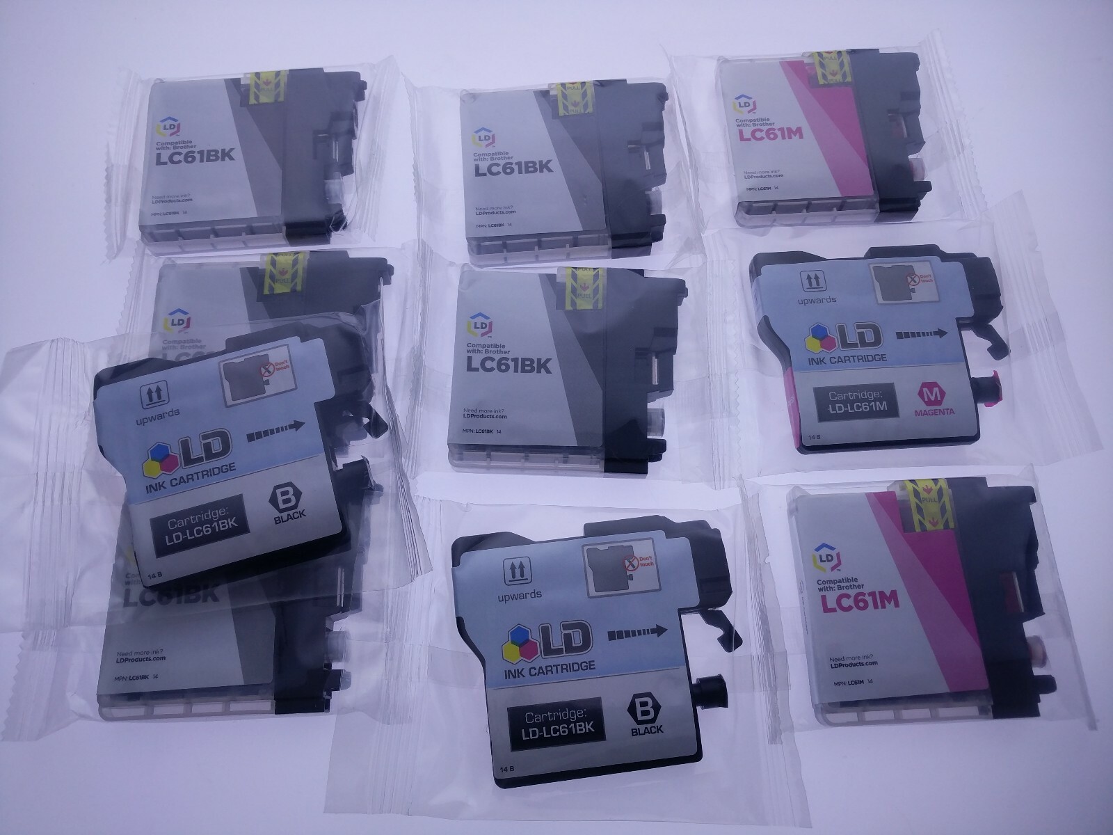 LD-LC61 BULK 7 Black & 3 Magenta Ink Cartridge Brother Printer 10 Pack LD LC61